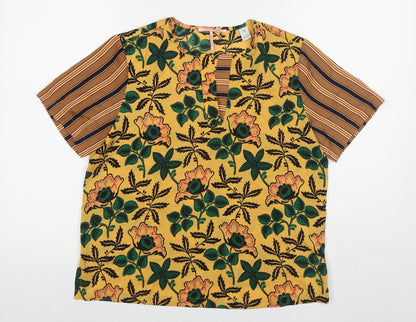 Scotch & Soda Womens Multicoloured Floral Polyester Basic T-Shirt Size S Round Neck
