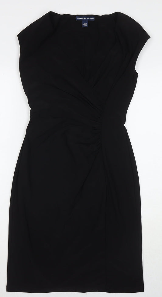 American Living Womens Black Polyester A-Line Size 6 Round Neck Pullover
