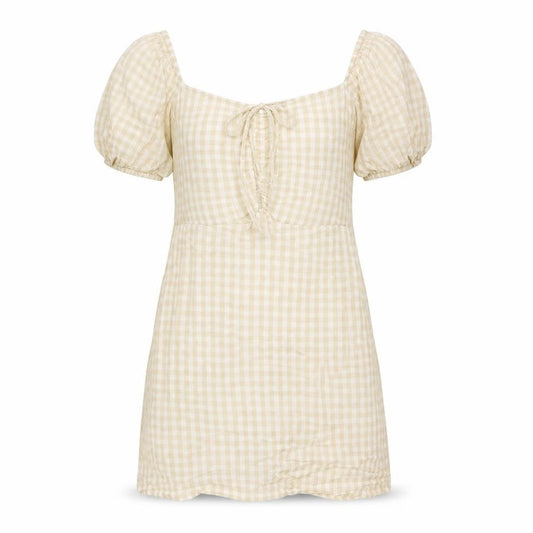 H&M Womens Beige Cotton T-Shirt Dress Size M Square Neck Pullover