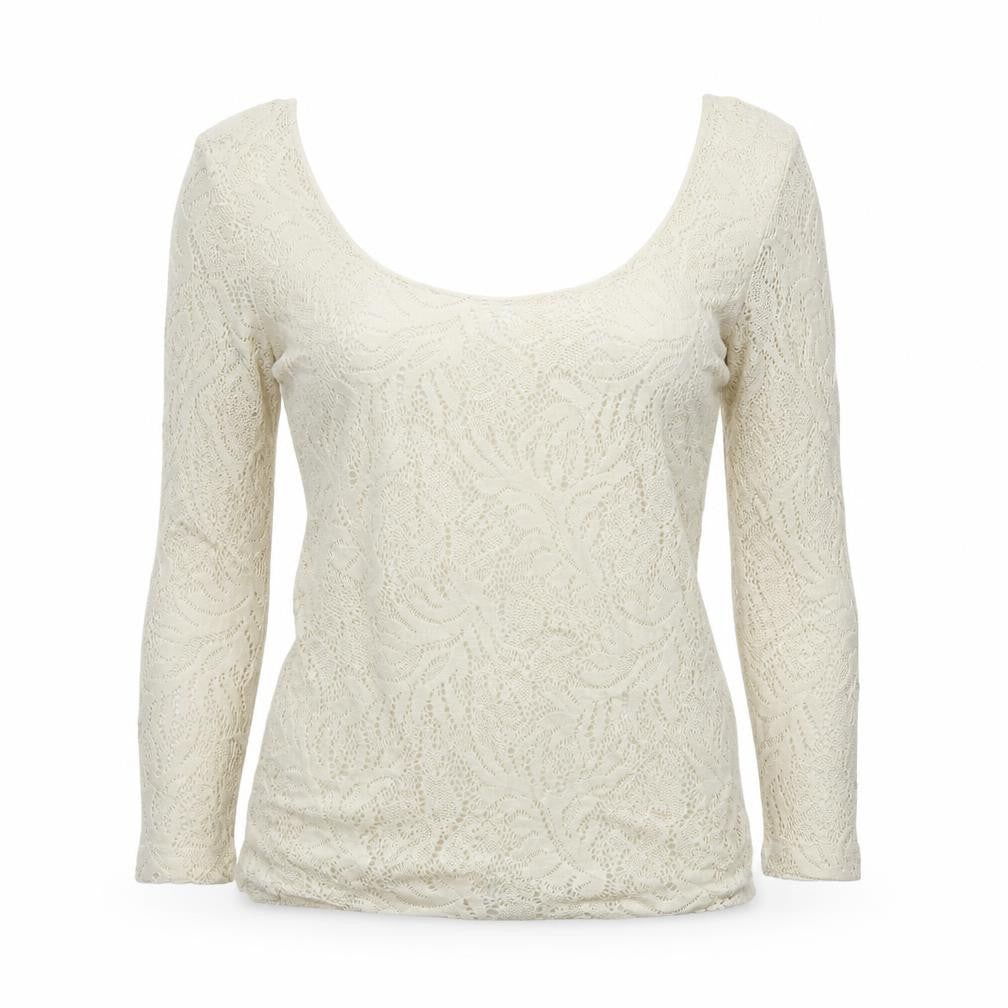 BSB Womens Beige Polyester Basic Blouse Size S Scoop Neck