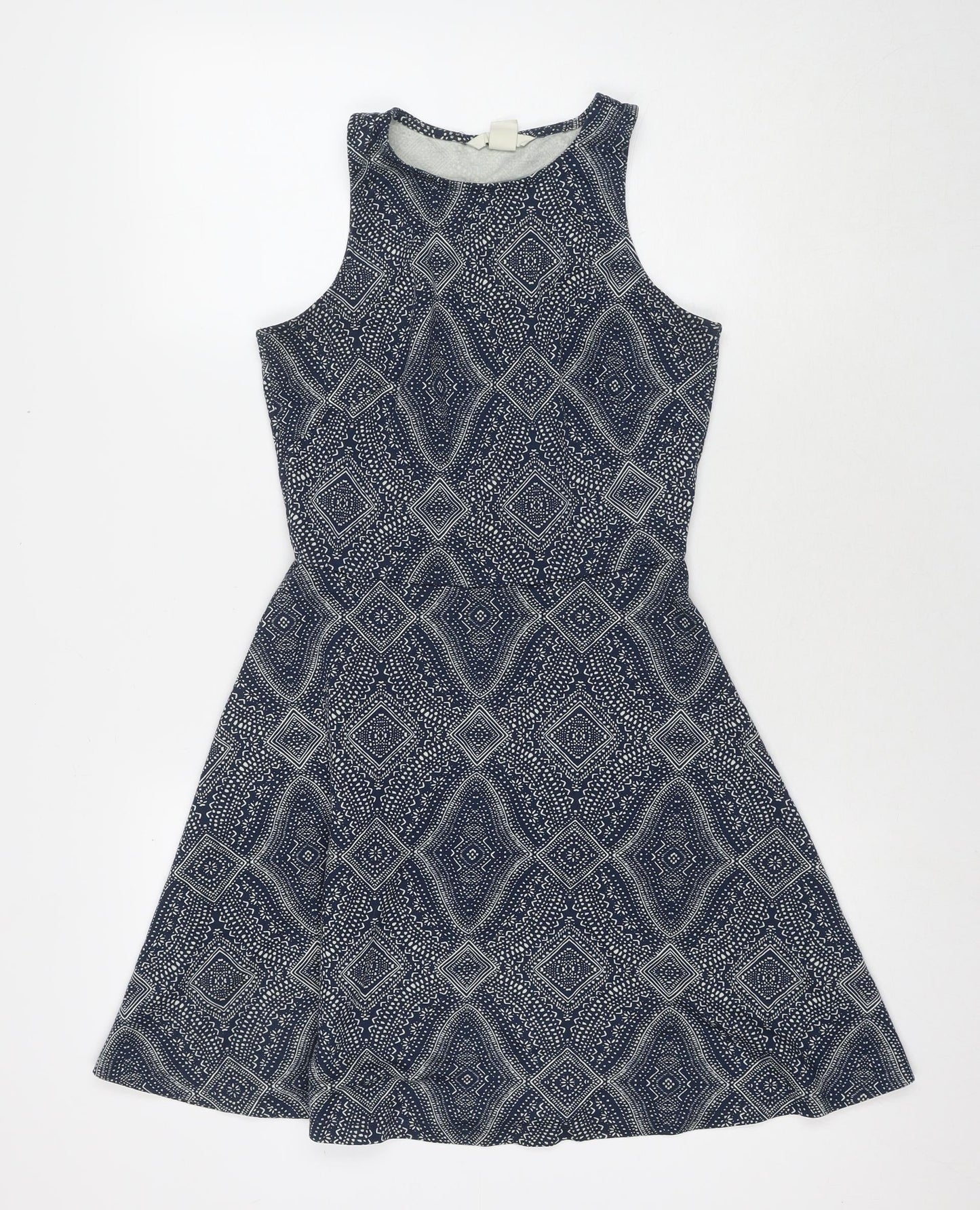 H&M Womens Blue Polyester Fit & Flare Size S Round Neck Pullover