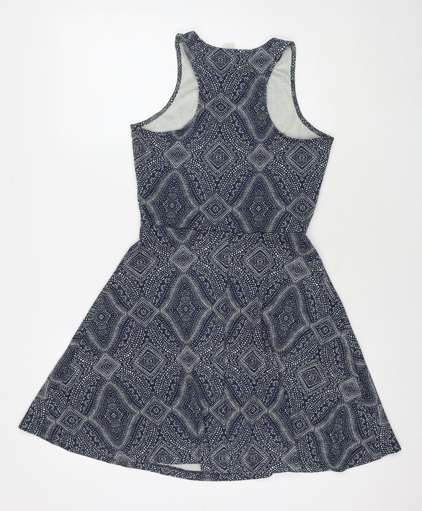 H&M Womens Blue Polyester Fit & Flare Size S Round Neck Pullover