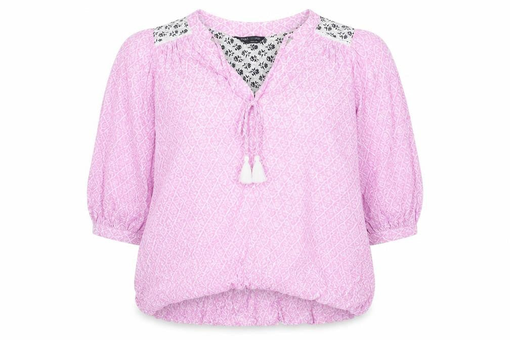 Marks & Spencer Womens Pink Floral Viscose Basic Blouse Size 10 V-Neck
