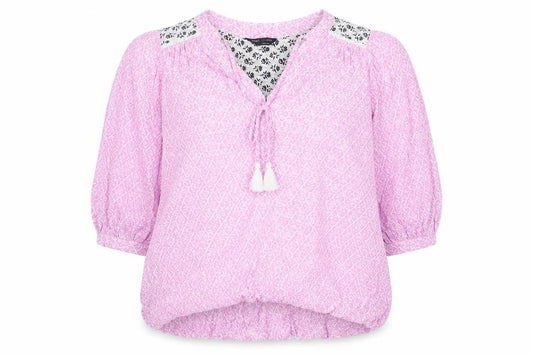 Marks and Spencer Womens Pink Floral Viscose Basic Blouse Size 10 V-Neck
