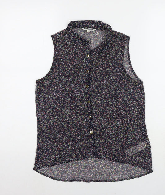 New Look Womens Multicoloured Polyester Basic Button-Up Size 14 Collared