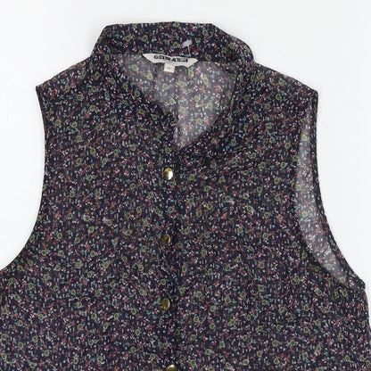 New Look Womens Multicoloured Polyester Basic Button-Up Size 14 Collared