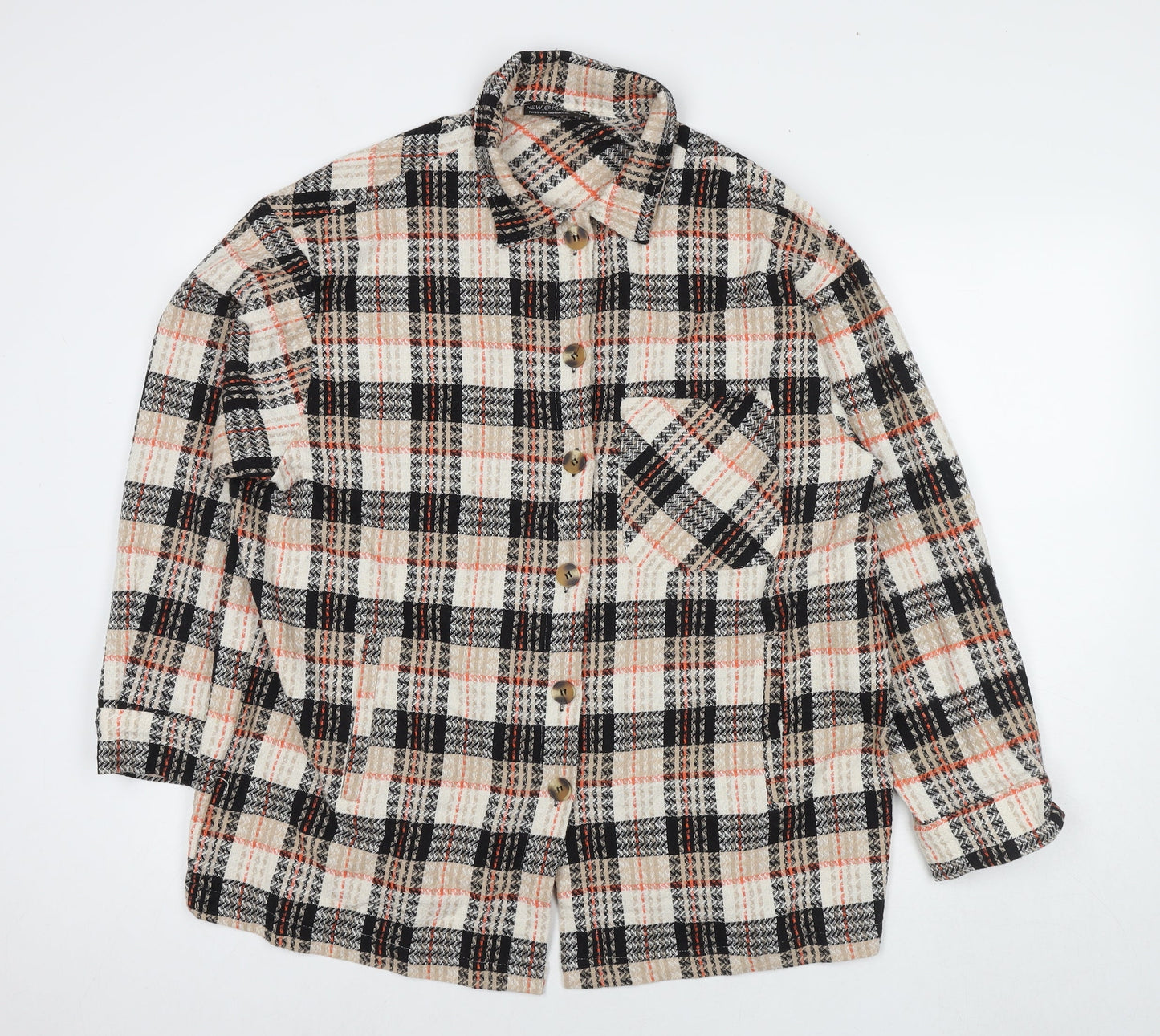 Moda Womens Beige Check Jacket Size 2XL Button