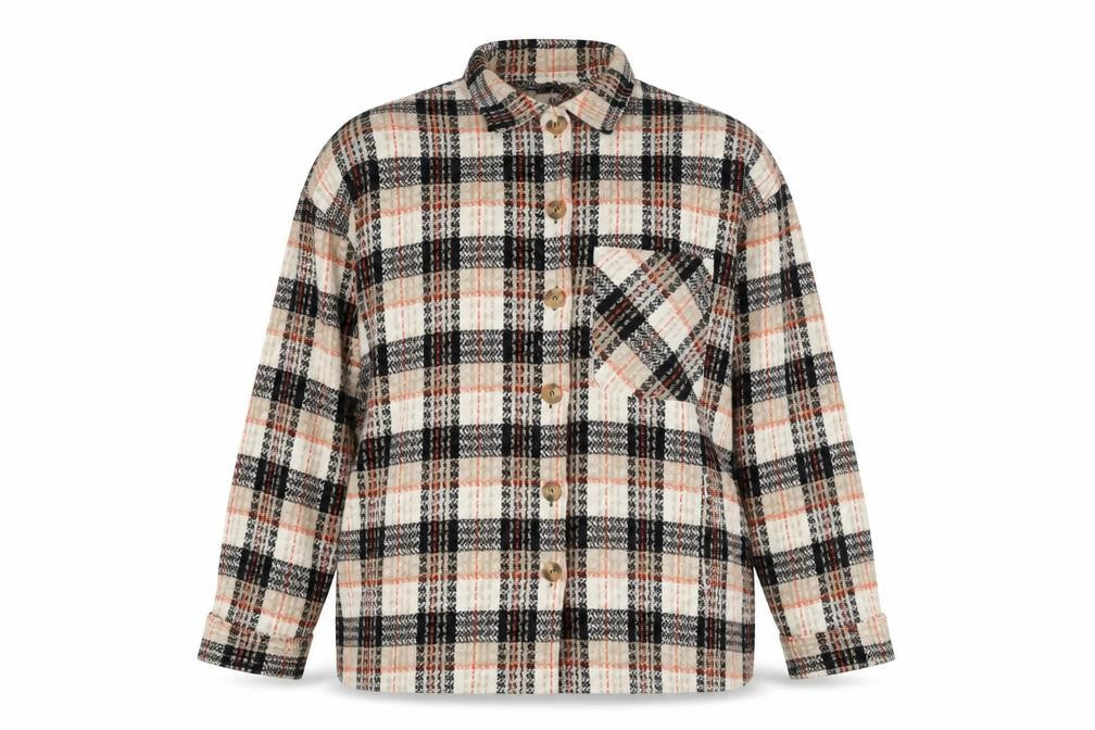 Moda Womens Beige Check Jacket Size 2XL Button