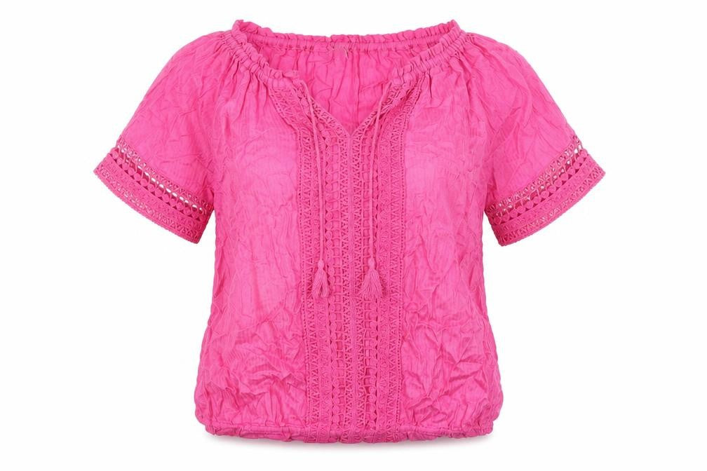 Cotton Traders Womens Pink Viscose Basic Blouse Size 10 Round Neck