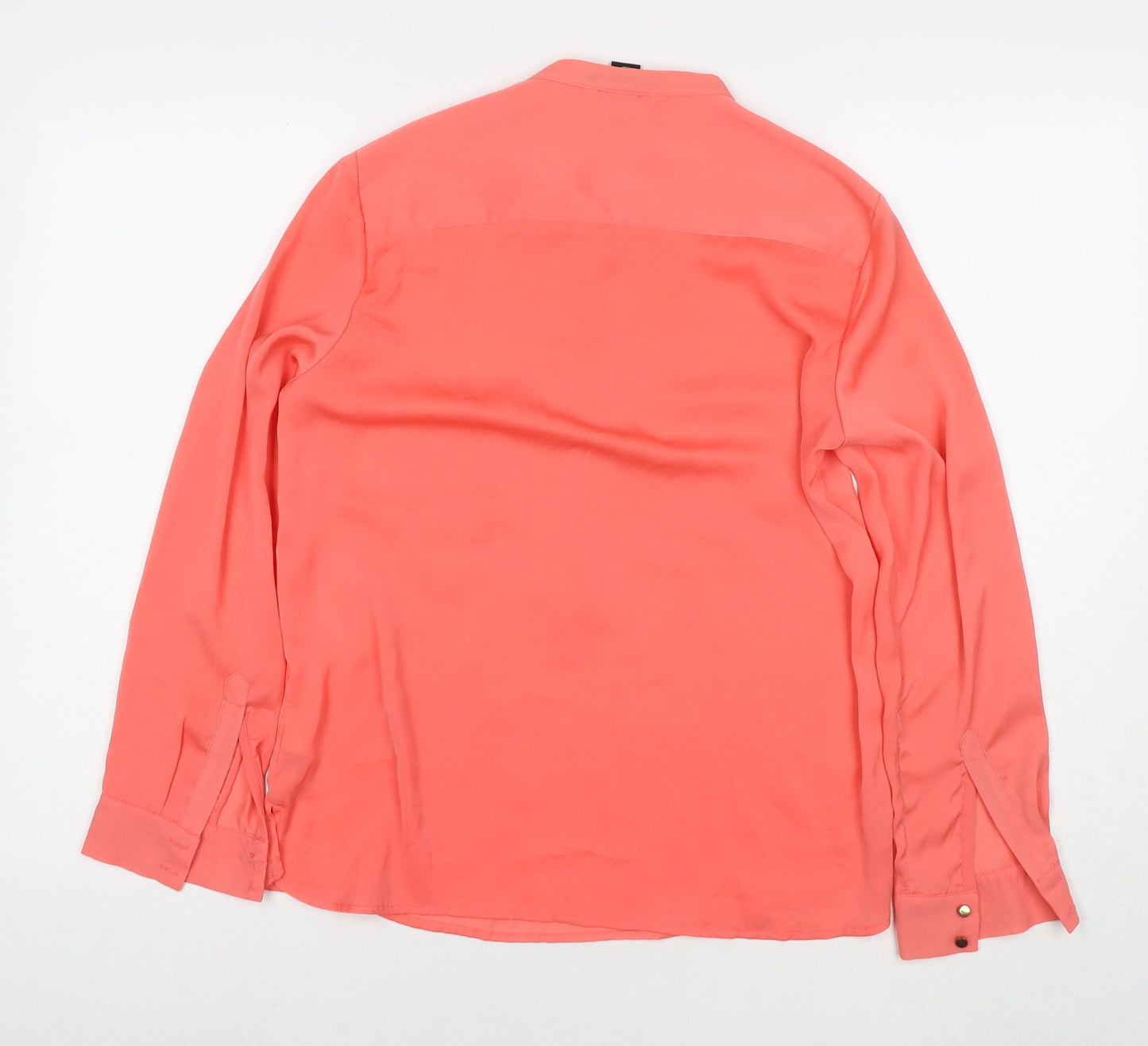 H&M Womens Pink Polyester Basic Button-Up Size 10 Round Neck