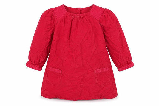 Marks & Spencer Girls Pink Cotton Jumper Dress Size 2-3 Years Round Neck Button