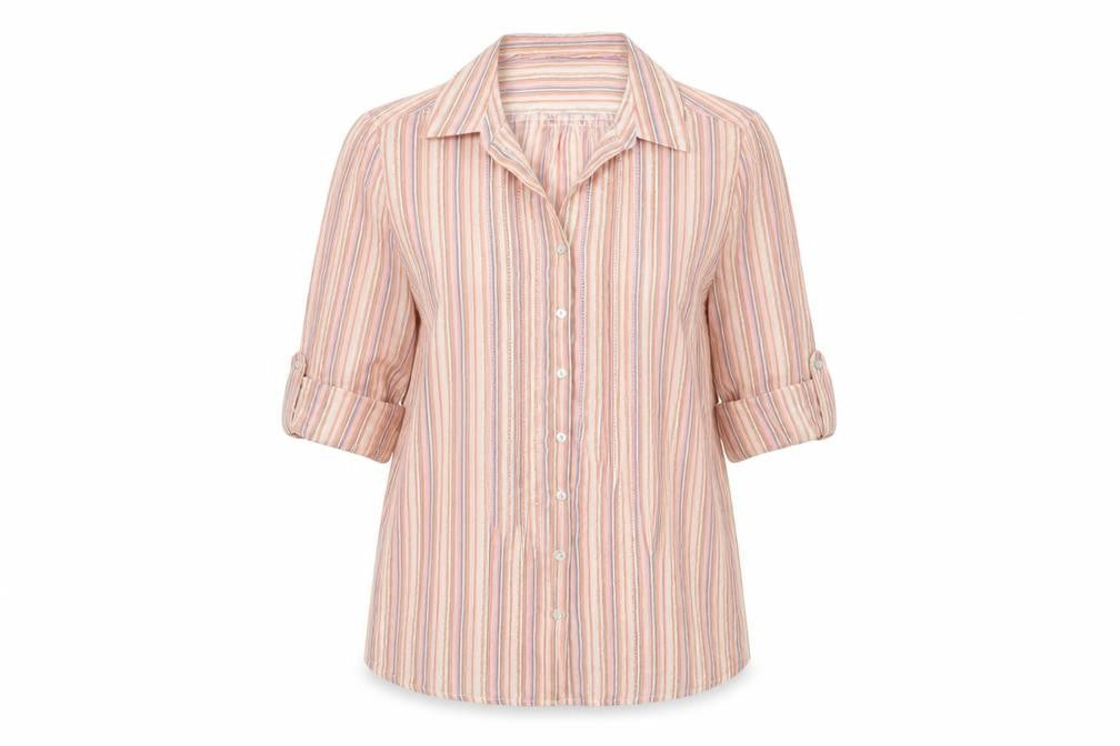 EWM Womens Multicoloured Striped Polyester Basic Button-Up Size 14 Collared