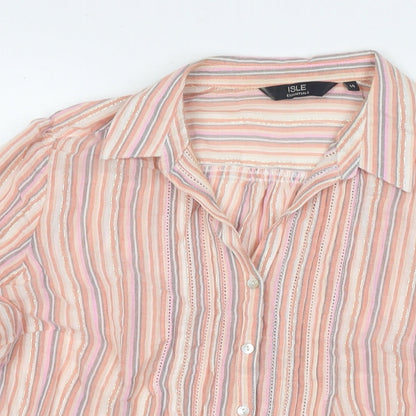 EWM Womens Multicoloured Striped Polyester Basic Button-Up Size 14 Collared