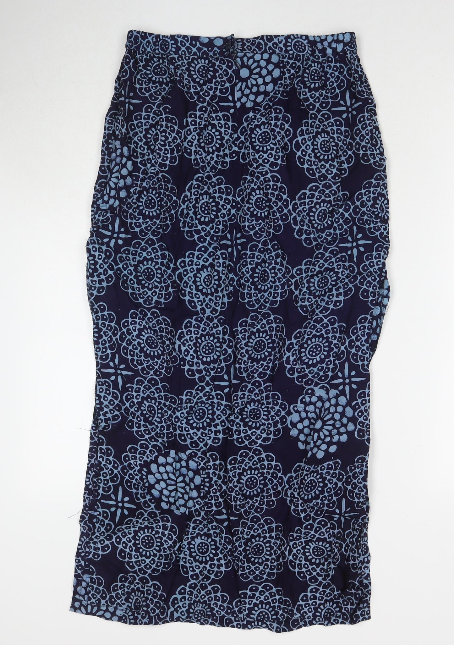 Blue Ginger Womens Blue Geometric Rayon Maxi Skirt Size M Zip