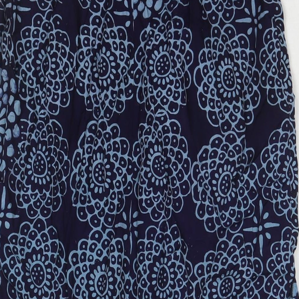 Blue Ginger Womens Blue Geometric Rayon Maxi Skirt Size M Zip