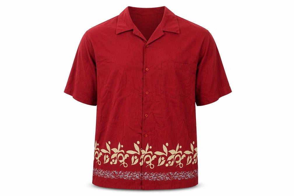Ciro Citterio Womens Red Geometric Cotton Basic Button-Up Size XL Collared