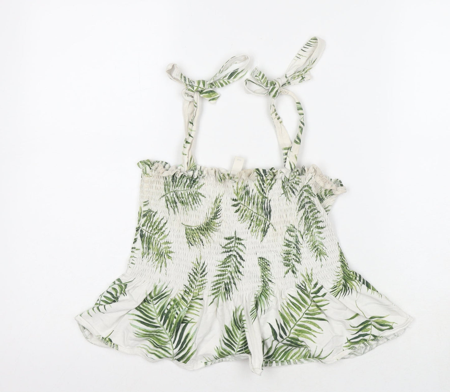 H&M Womens White Floral Cotton Basic Tank Size M Sweetheart