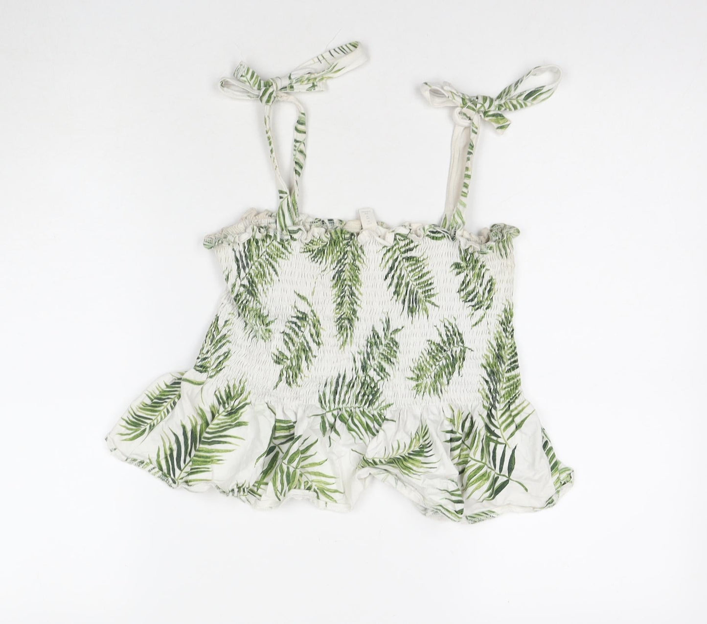 H&M Womens White Floral Cotton Basic Tank Size M Sweetheart