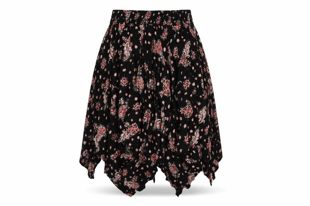 LASCANA Womens Black Floral Viscose Pleated Skirt Size 10