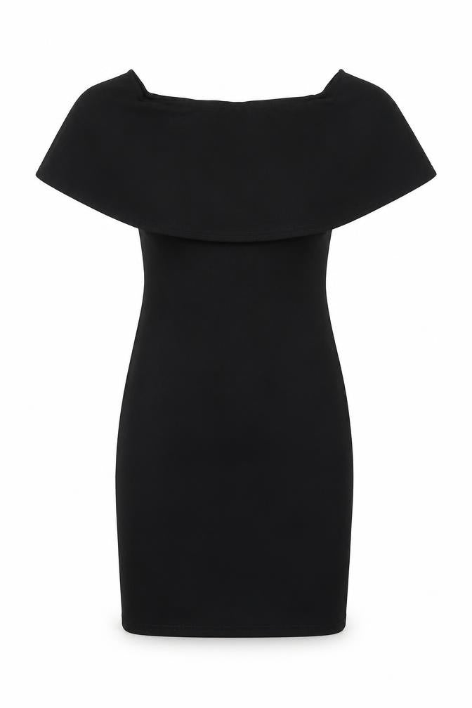 PRETTYLITTLETHING Womens Black Polyester Bodycon Size 4 Off the Shoulder Pullover