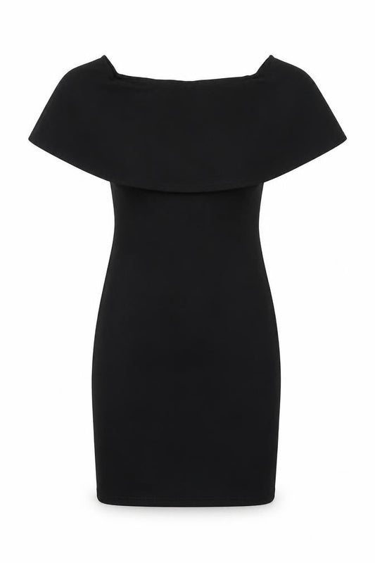 PRETTYLITTLETHING Womens Black Polyester Bodycon Size 4 Off the Shoulder Pullover