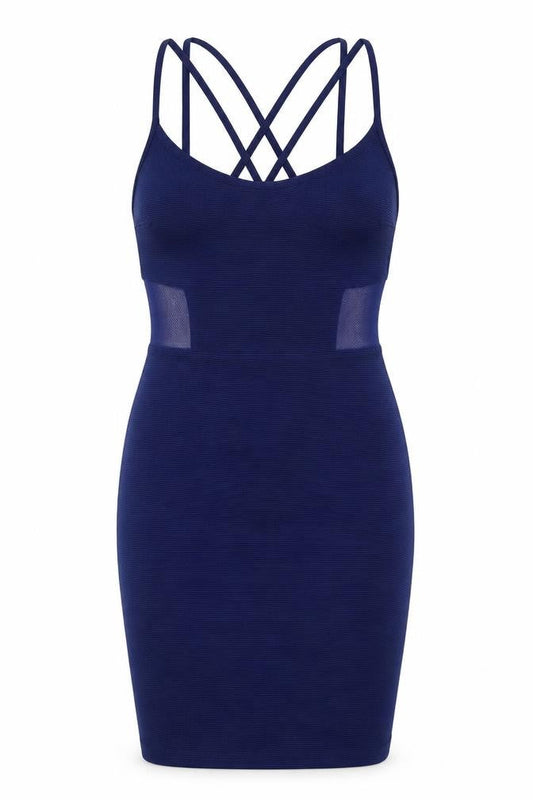 Miss Selfridge Womens Blue Polyester Bodycon Size 4 Round Neck Pullover