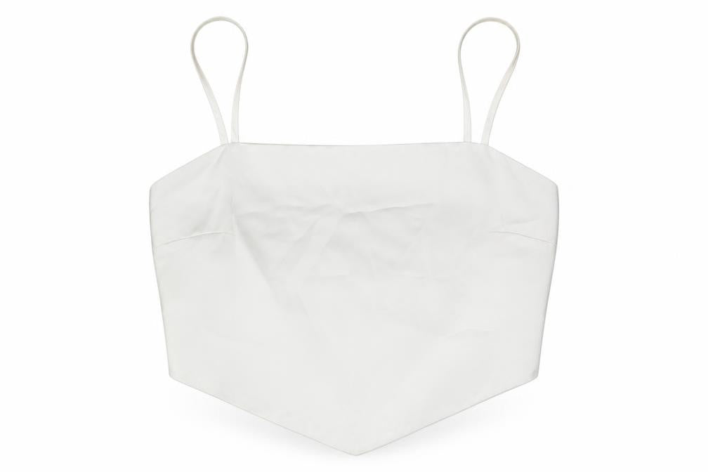 Stradivarius Womens White Polyester Cropped Tank Size L Square Neck