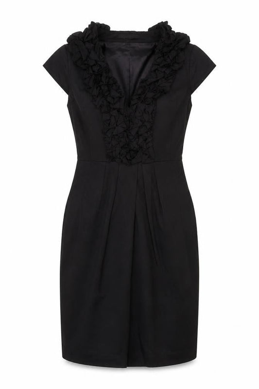 Coast Womens Black Cotton A-Line Size 12 V-Neck Zip