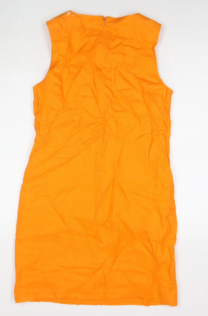 Sonsandar Womens Orange Polyester A-Line Size 8 Round Neck Zip