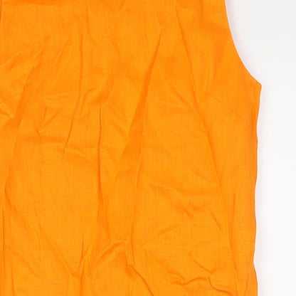 Sonsandar Womens Orange Polyester A-Line Size 8 Round Neck Zip
