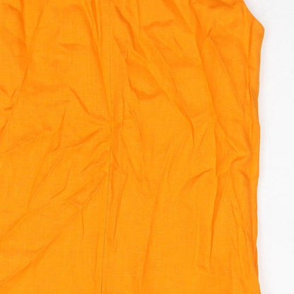 Sonsandar Womens Orange Polyester A-Line Size 8 Round Neck Zip