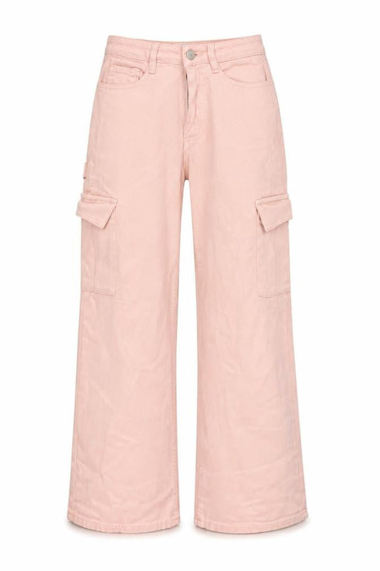 New Look Womens Pink Cotton Wide-Leg Jeans Size 6 L29 in Regular Zip