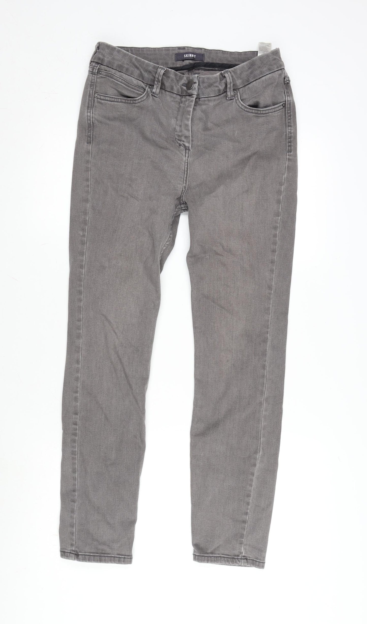 Marks and Spencer Womens Grey Cotton Blend Skinny Jeans Size 10 L28 in Regular Zip