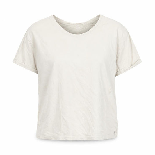 Marks & Spencer Womens Ivory Cotton Basic T-Shirt Size L Crew Neck