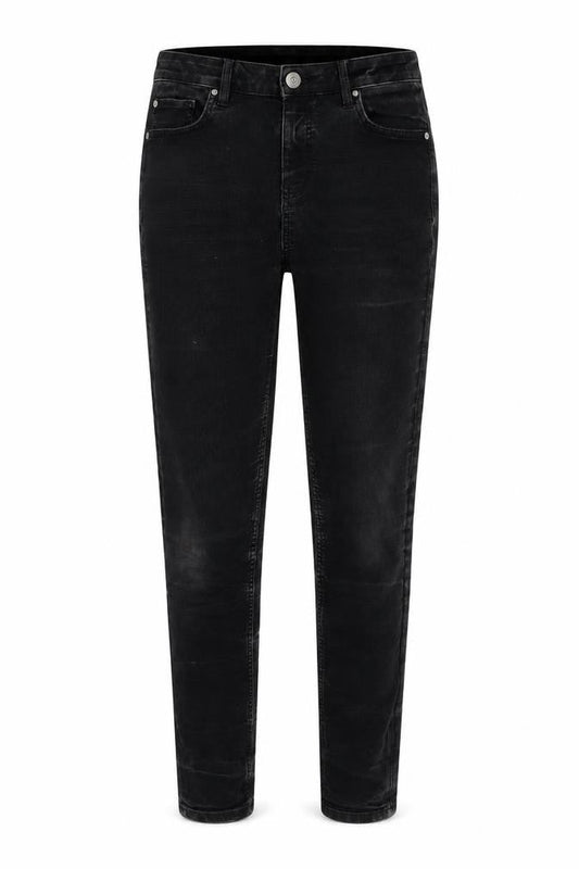 Marks & Spencer Womens Grey Cotton Blend Tapered Jeans Size 14 L27 in Regular Zip