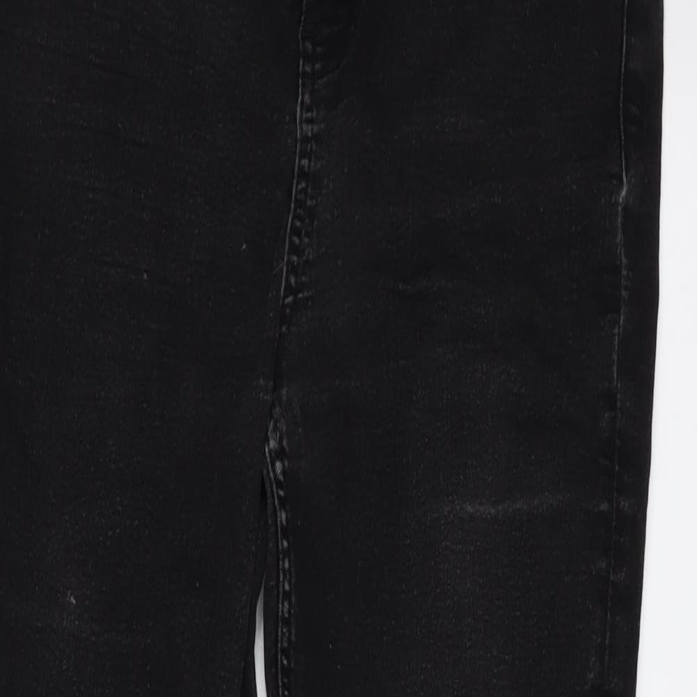 Marks and Spencer Womens Grey Cotton Blend Tapered Jeans Size 14 L27 in Regular Zip