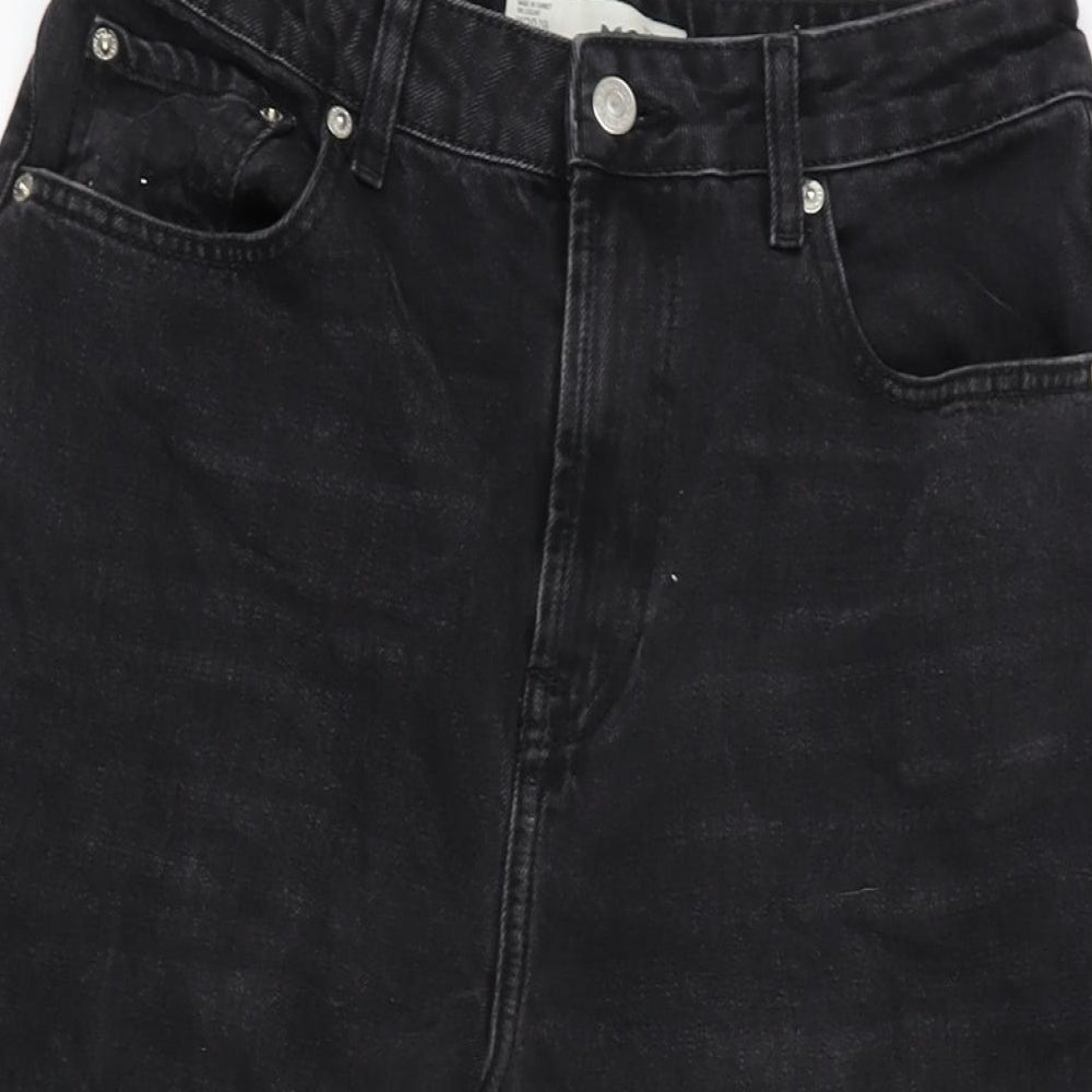 Topshop Womens Grey Cotton Cropped Jeans Size 30 in L22 in Regular Zip - Raw Hem