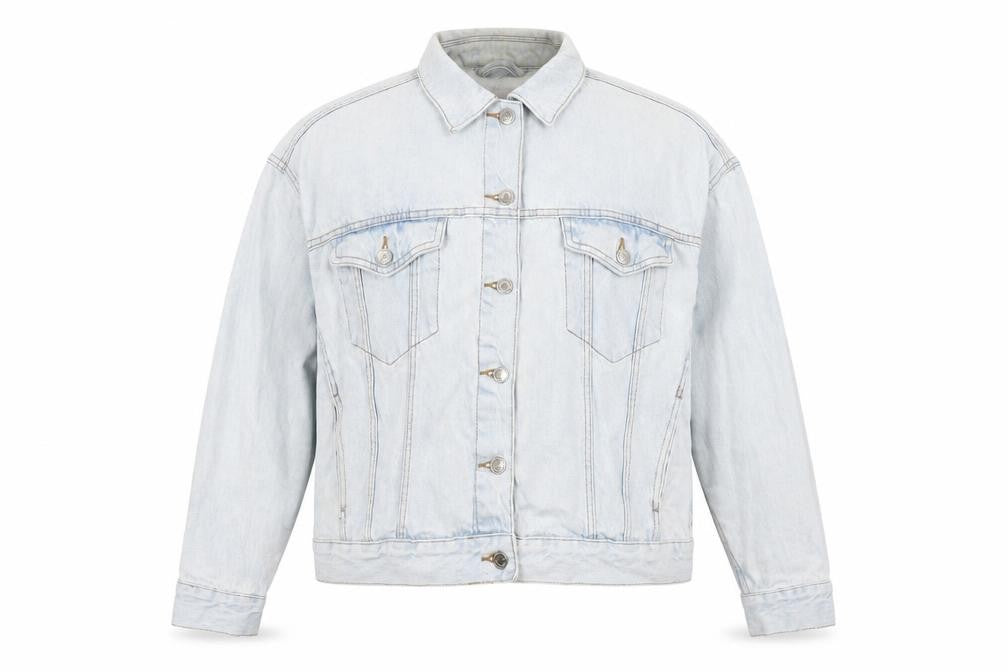 Denim & Co. Womens Blue Biker Jacket Size 14 Button