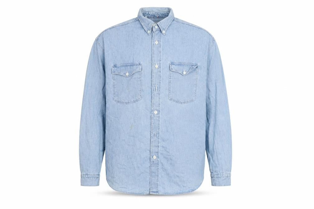 Spring Steen Mens Blue Cotton Button-Up Size 2XL Collared Button