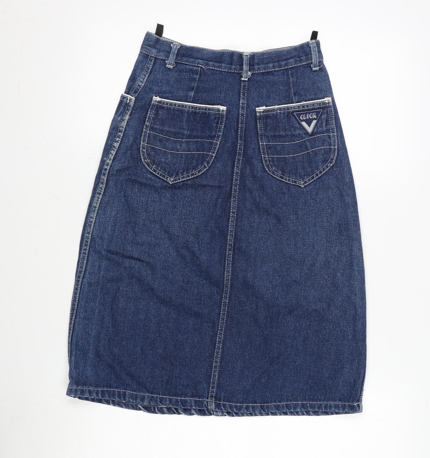 Click Womens Blue Cotton A-Line Skirt Size 24 in Zip