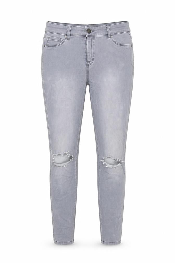 Next Womens Grey Cotton Blend Tapered Jeans Size 12 L25 in Regular Zip