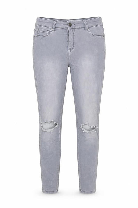 NEXT Womens Grey Cotton Blend Tapered Jeans Size 12 L25 in Regular Zip