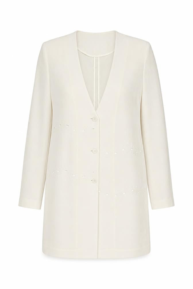 Wish Womens Ivory Polyester Shift Size 14 V-Neck Button