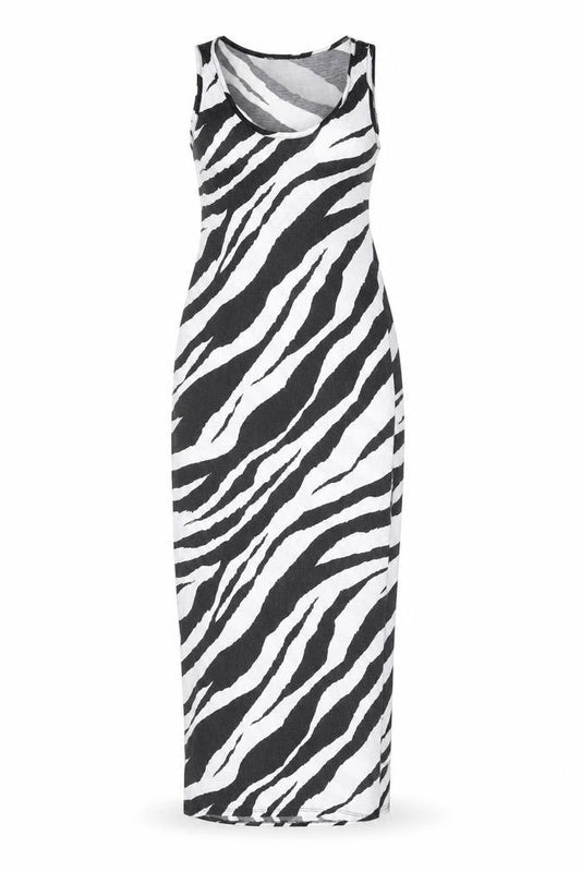 PRETTYLITTLETHING Womens White Animal Print Polyester Maxi Size 4 Scoop Neck Pullover