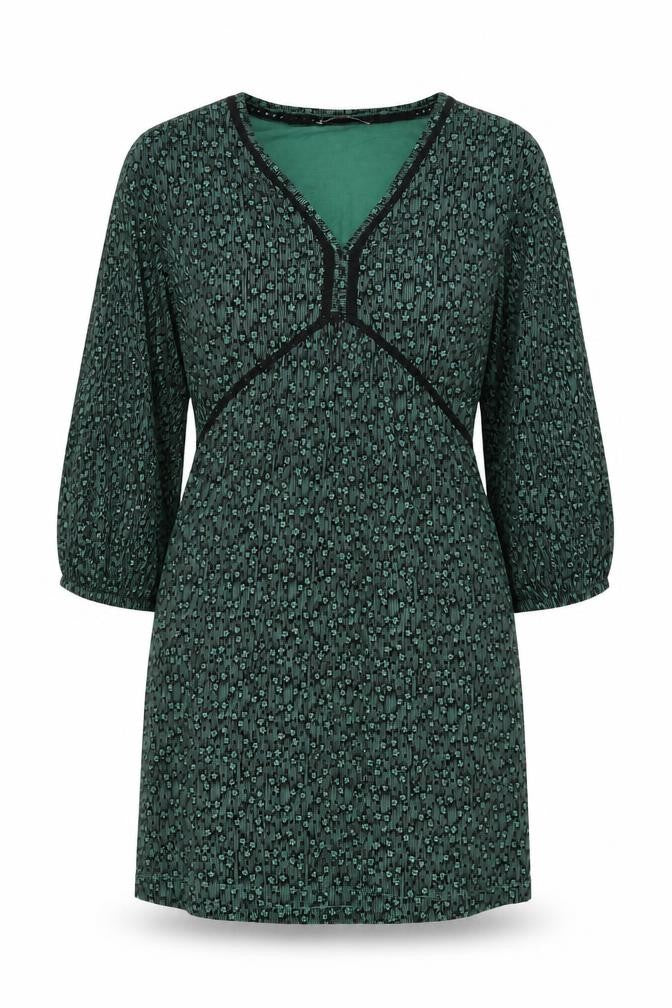 NEXT Womens Green Floral Viscose Shift Size 8 V-Neck Pullover