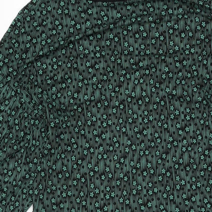 Next Womens Green Floral Viscose Shift Size 8 V-Neck Pullover