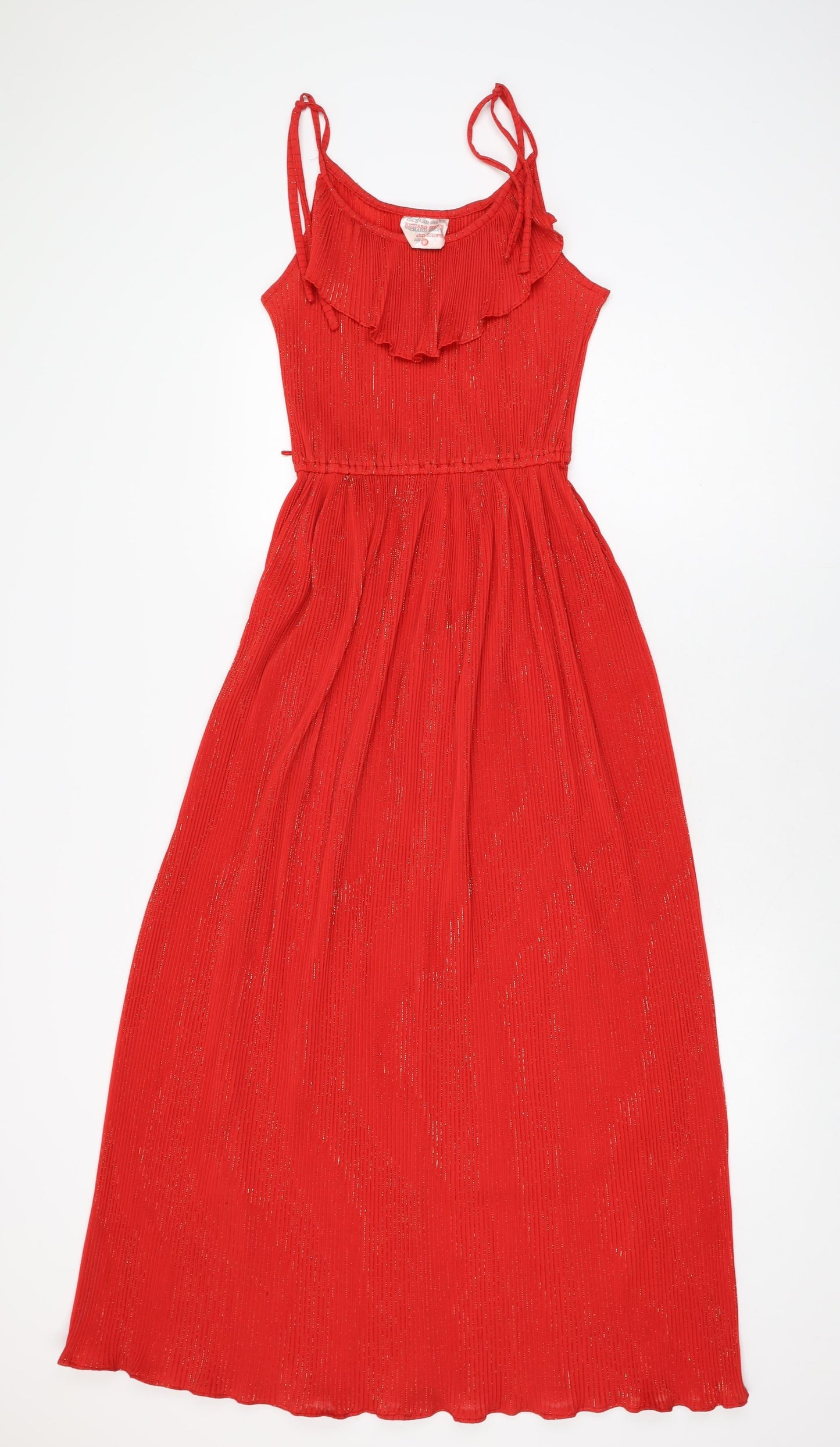 Richard Shops Womens Red Polyester Maxi Size 10 Scoop Neck Tie