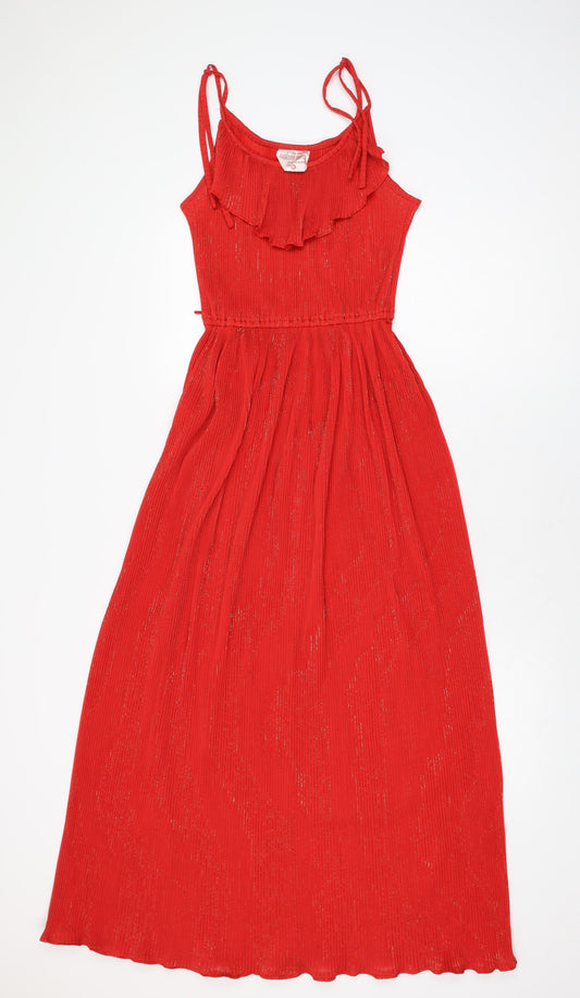 Richard Shops Womens Red Polyester Maxi Size 10 Scoop Neck Tie