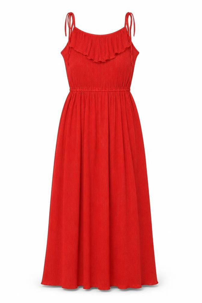 Richard Shops Womens Red Polyester Maxi Size 10 Scoop Neck Tie
