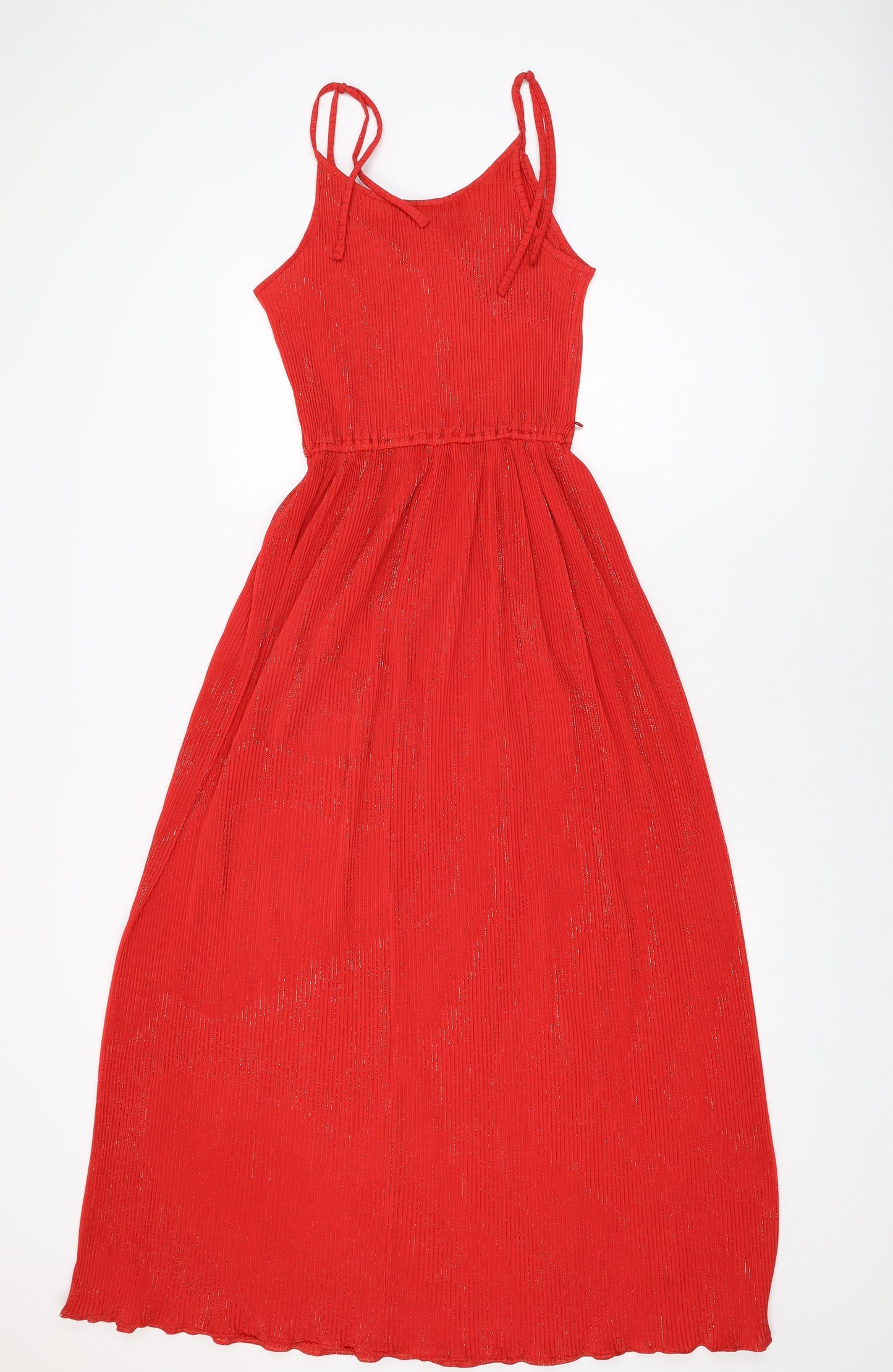 Richard Shops Womens Red Polyester Maxi Size 10 Scoop Neck Tie